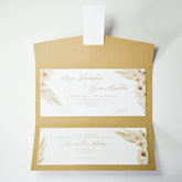 Partecipazione Matrimonio rettangolare stile Pampas Natural Chic  - Codice F1751